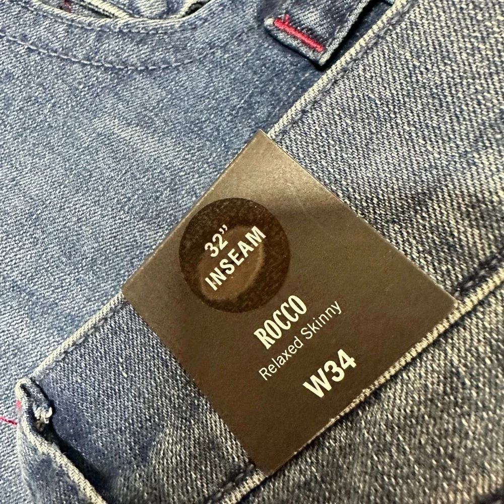 True Religion Rocco Relaxed Skinny Jeans Men W34 L32 Medium Tidal Wash